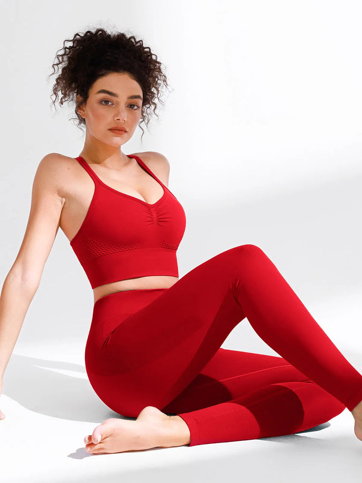 Seamless Criss Cross Spaghetti Racerback Sports Bra