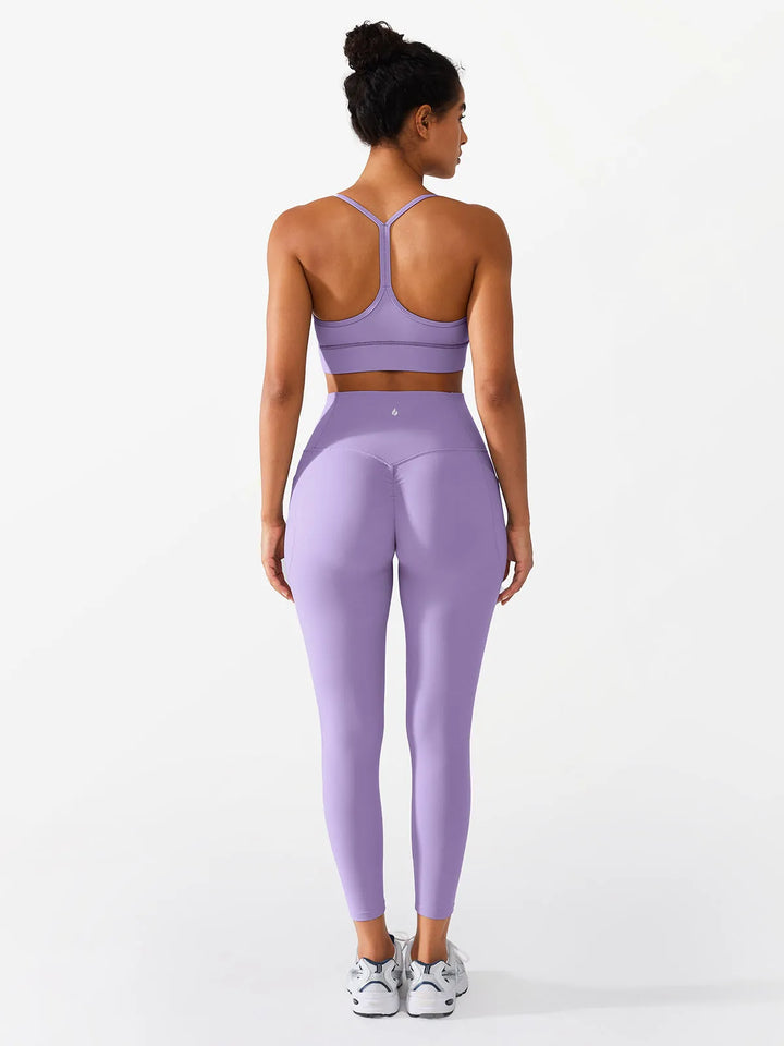 Flow Y Racerback Bra with Low Cut and Spaghetti Straps