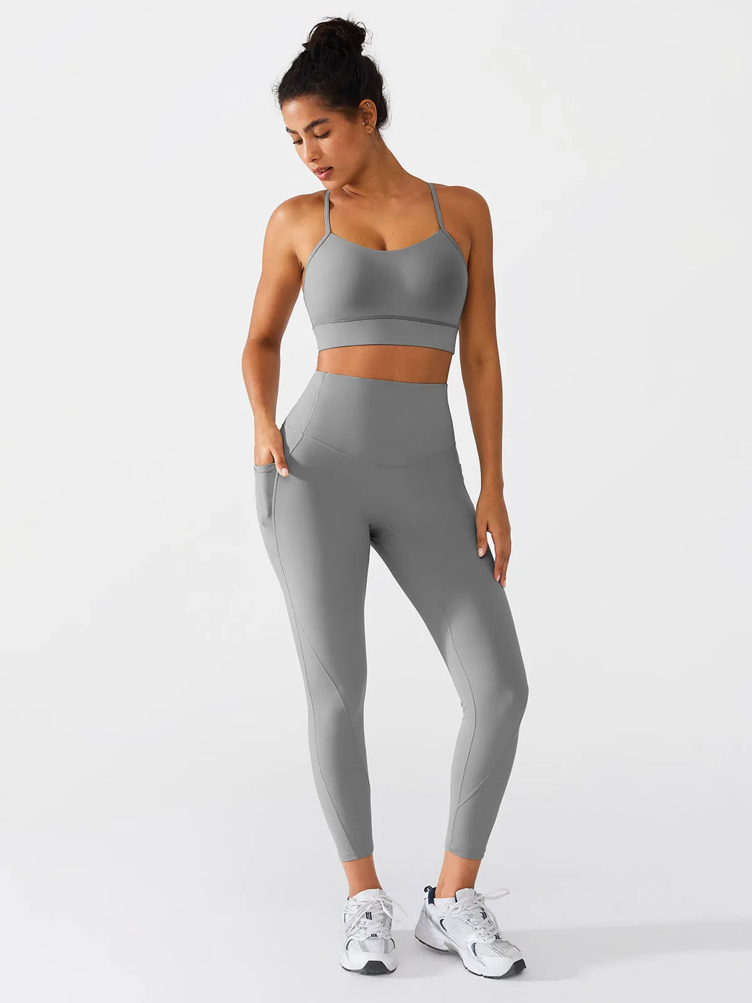 Flow Y Racerback Bra with Low Cut and Spaghetti Straps