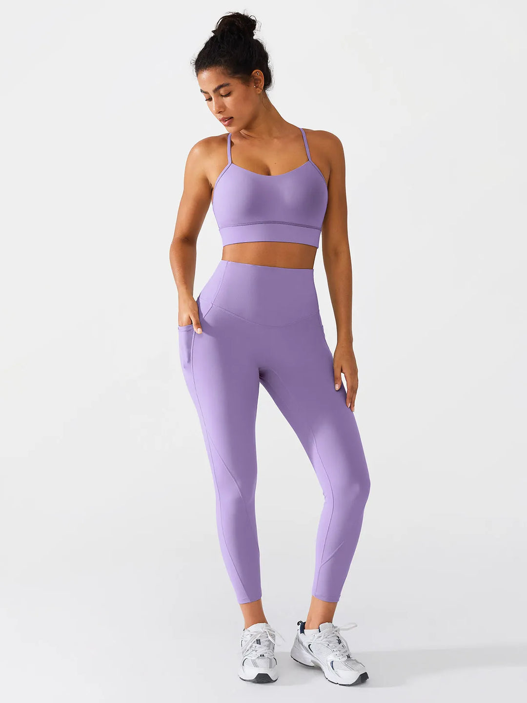 Flow Y Racerback Bra with Low Cut and Spaghetti Straps