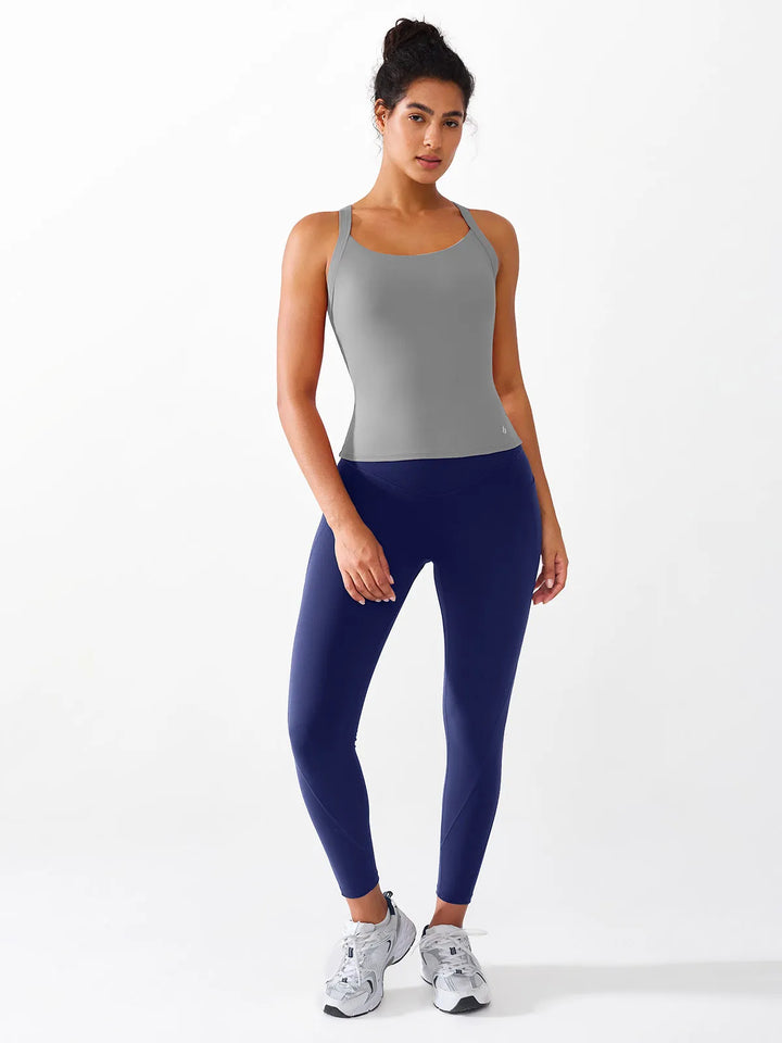 Halter Buckle Tank Top with Shlef Bra For Low Impact Yoga