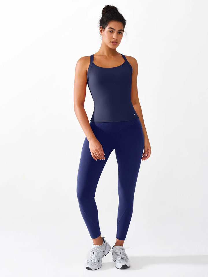 Halter Buckle Tank Top with Shlef Bra For Low Impact Yoga