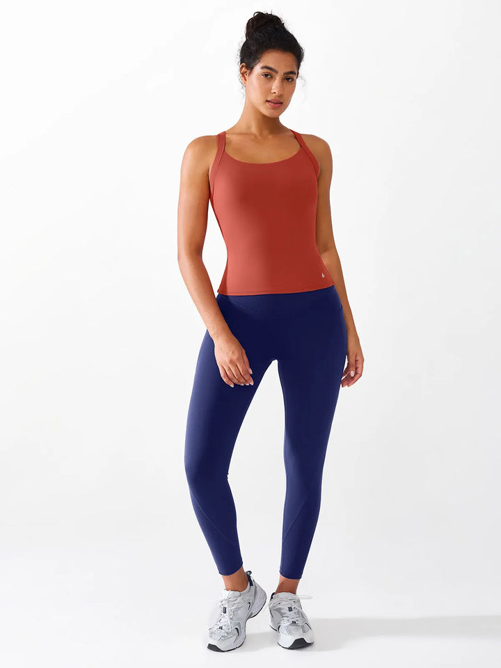 Halter Buckle Tank Top with Shlef Bra For Low Impact Yoga