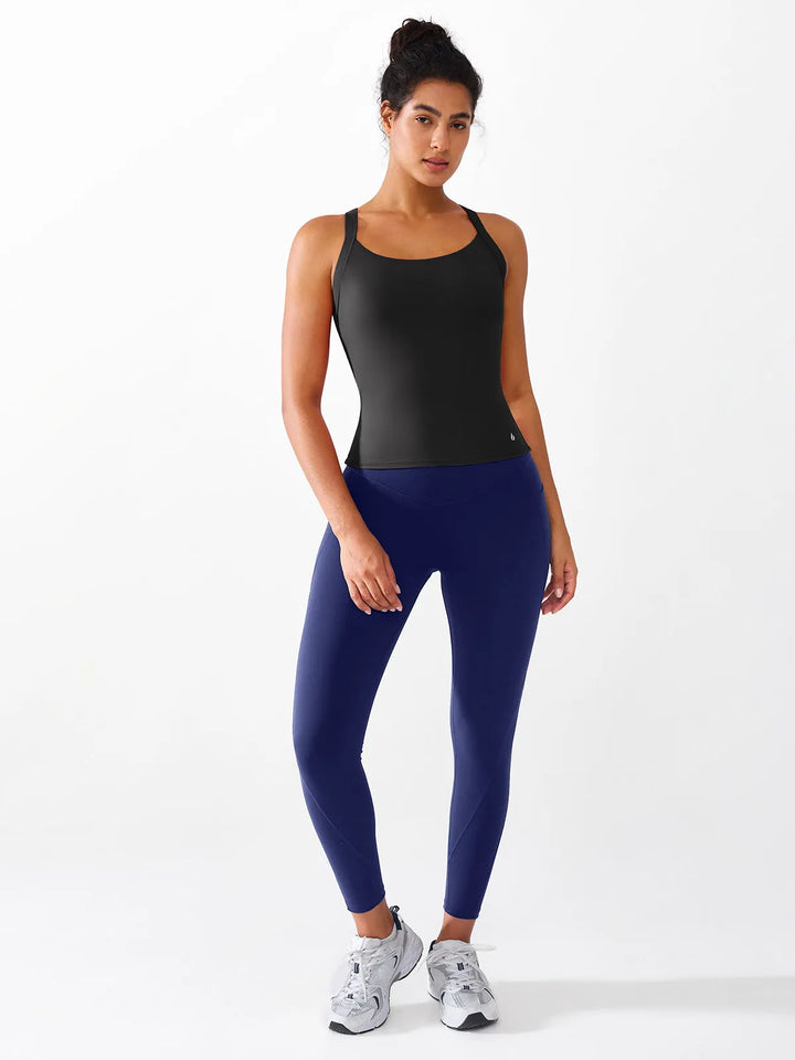 Halter Buckle Tank Top with Shlef Bra For Low Impact Yoga