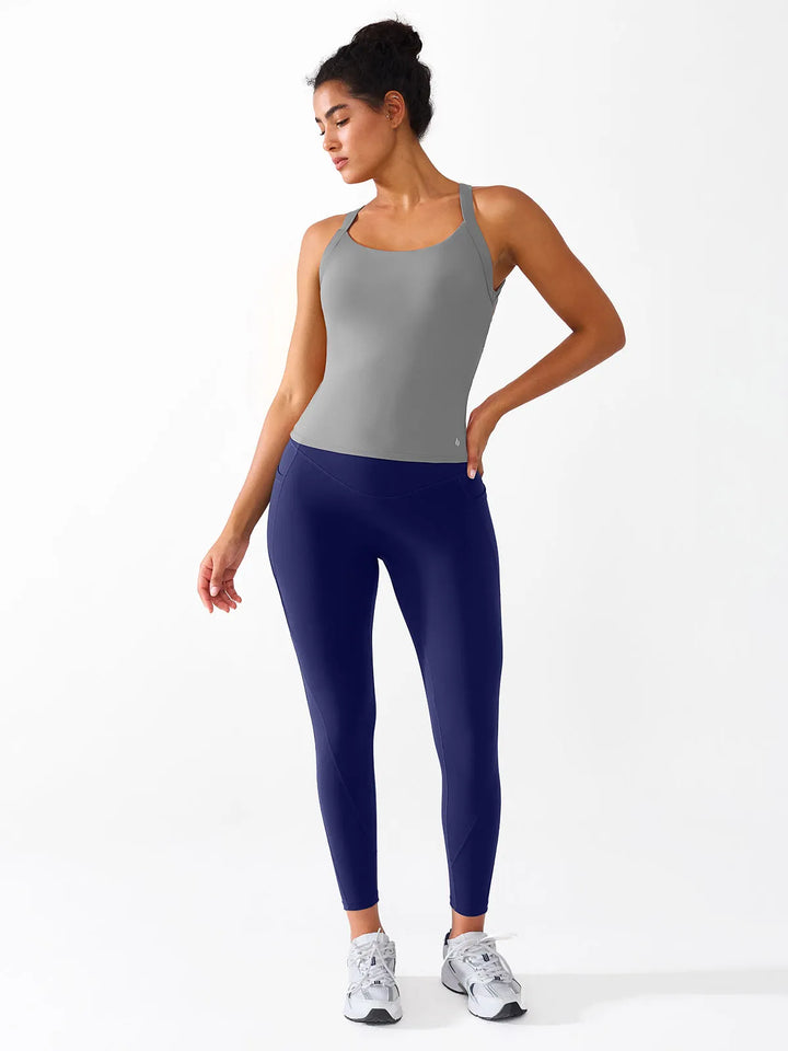 Halter Buckle Tank Top with Shlef Bra For Low Impact Yoga