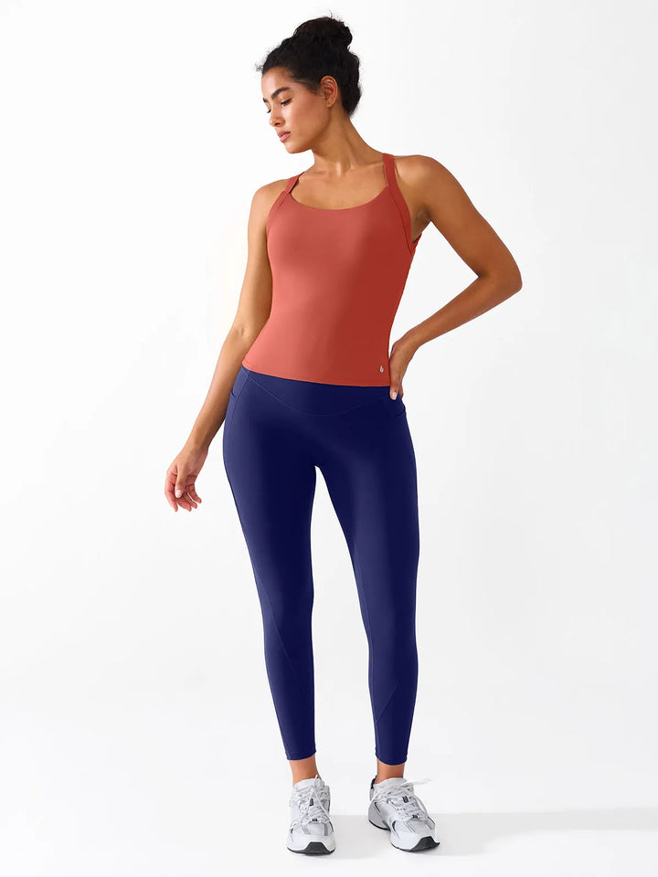 Halter Buckle Tank Top with Shlef Bra For Low Impact Yoga