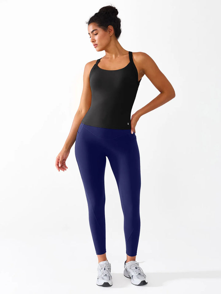 Halter Buckle Tank Top with Shlef Bra For Low Impact Yoga