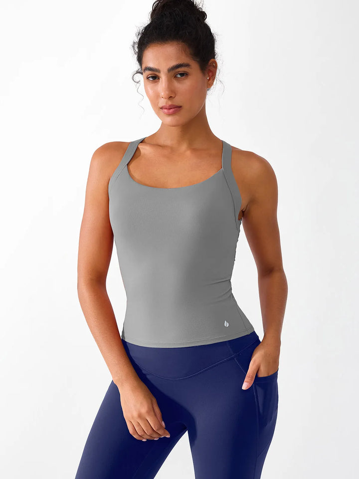 Halter Buckle Tank Top with Shlef Bra For Low Impact Yoga