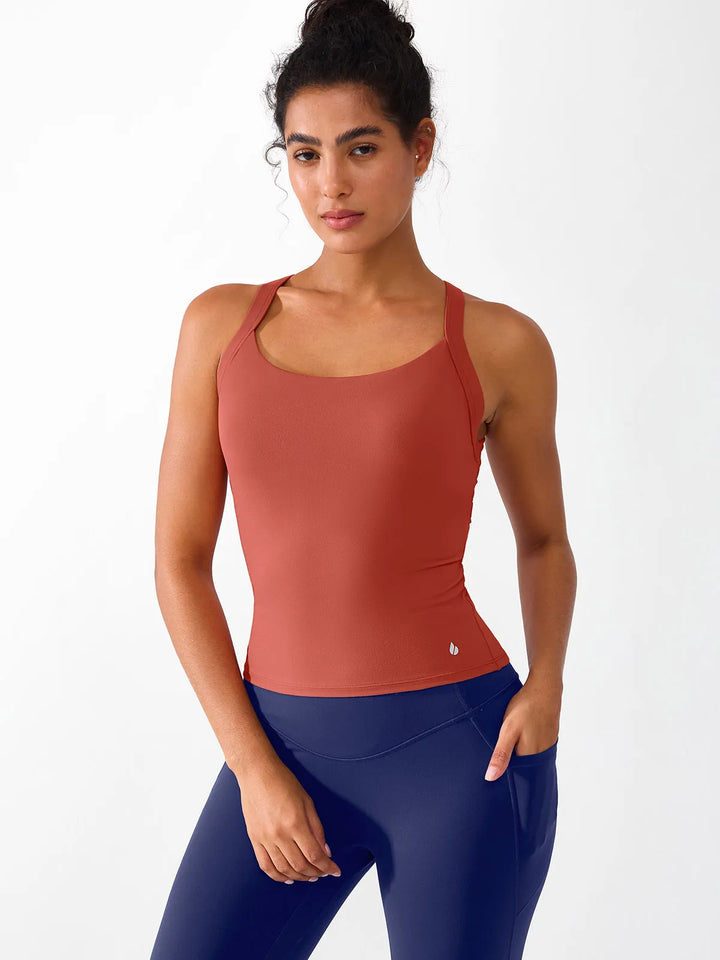 Halter Buckle Tank Top with Shlef Bra For Low Impact Yoga
