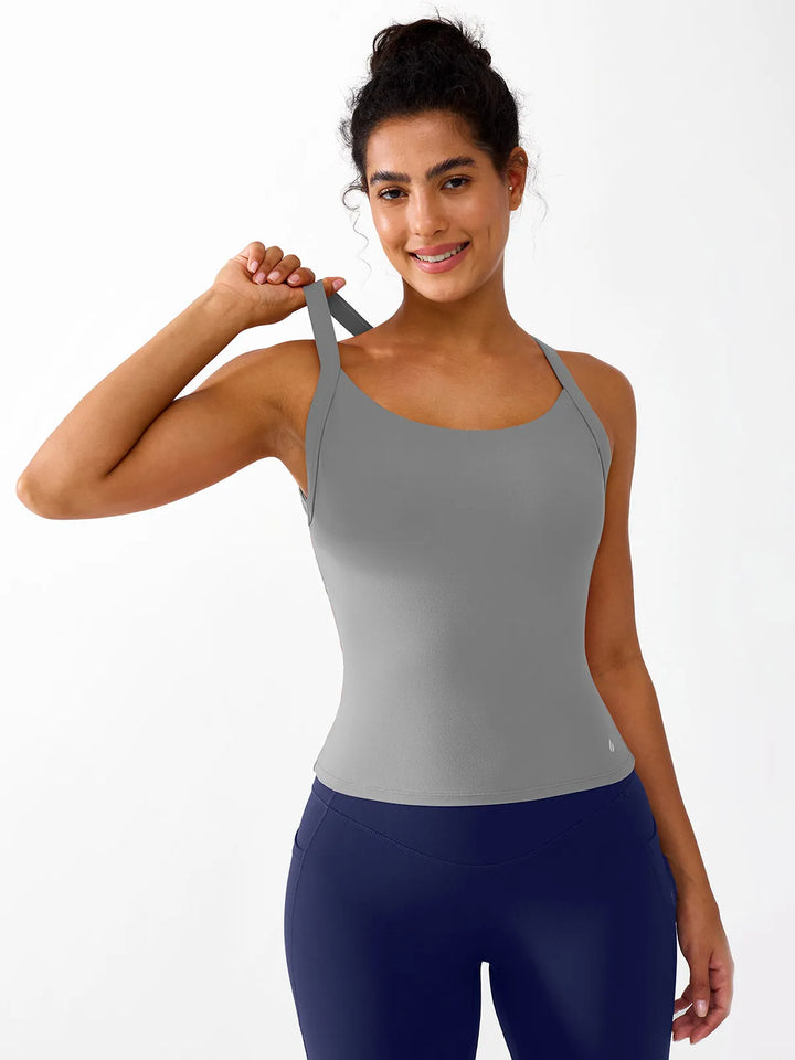 Halter Buckle Tank Top with Shlef Bra For Low Impact Yoga