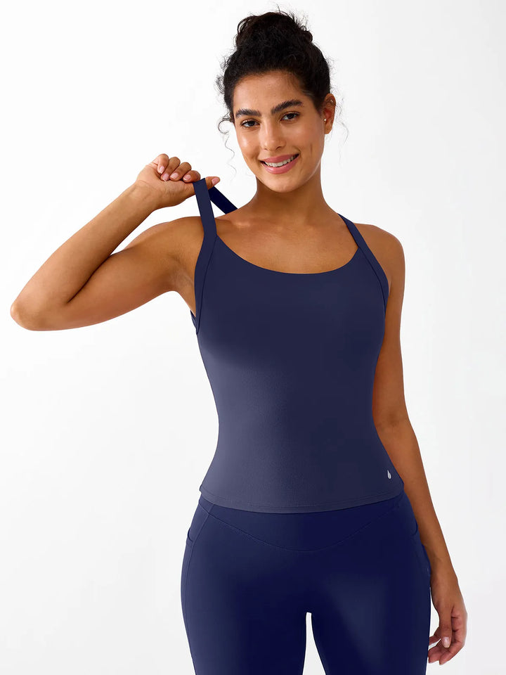Halter Buckle Tank Top with Shlef Bra For Low Impact Yoga