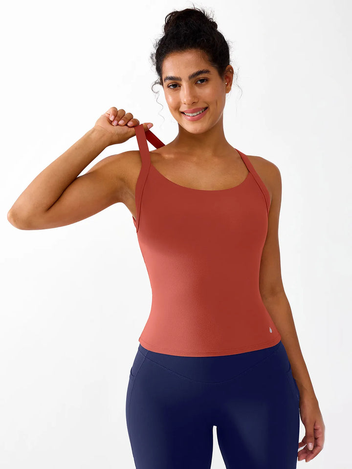 Halter Buckle Tank Top with Shlef Bra For Low Impact Yoga