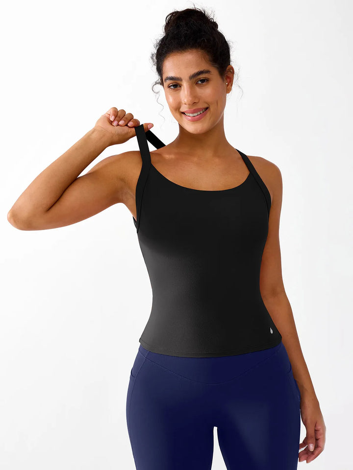 Halter Buckle Tank Top with Shlef Bra For Low Impact Yoga