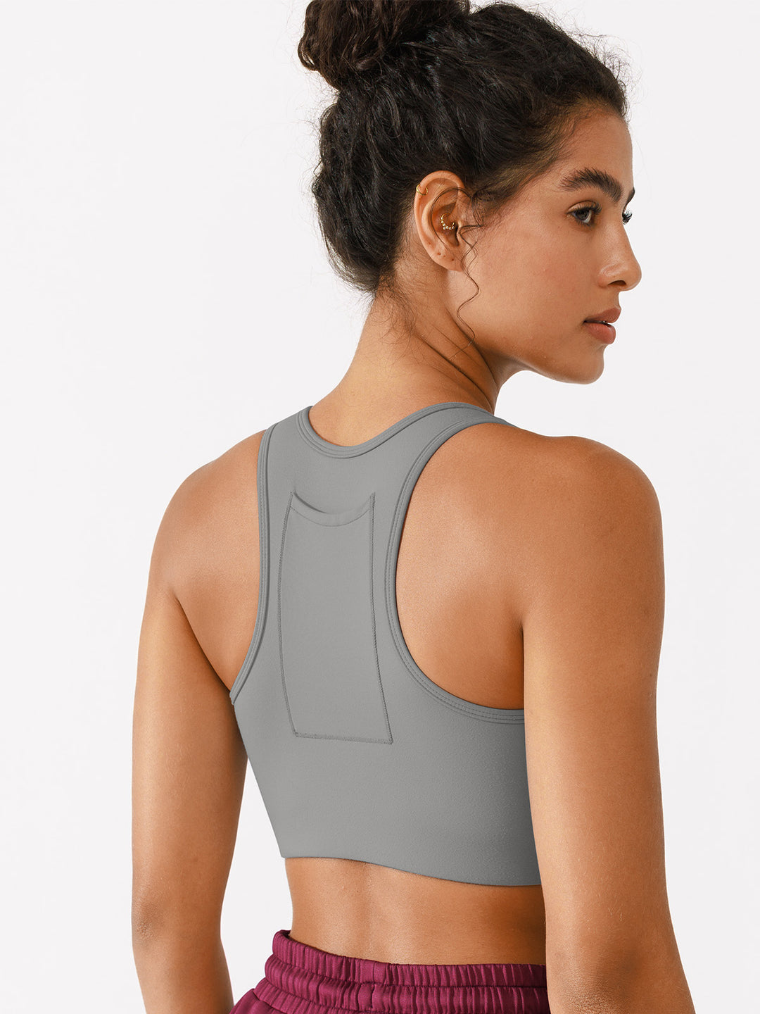 Zip Front Racerback Sports Bra with Phone Pocket