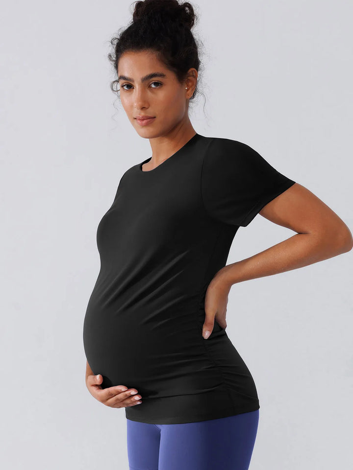 Ruched Maternity T Shirts with Shelf Bra