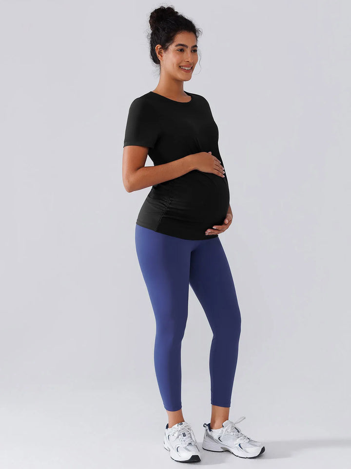 Ruched Maternity T Shirts with Shelf Bra