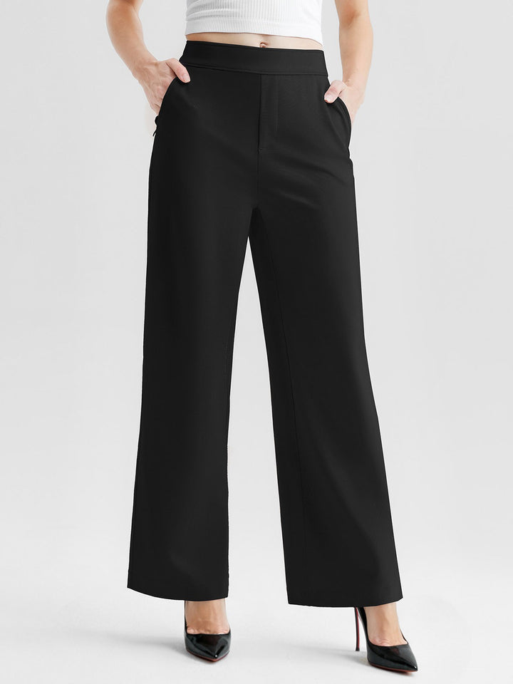 Shapewear Executive High Waisted Ponte Wide-Leg Pants with Pockets