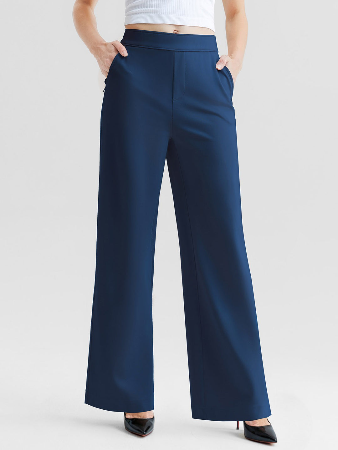 Shapewear Executive High Waisted Ponte Wide-Leg Pants with Pockets
