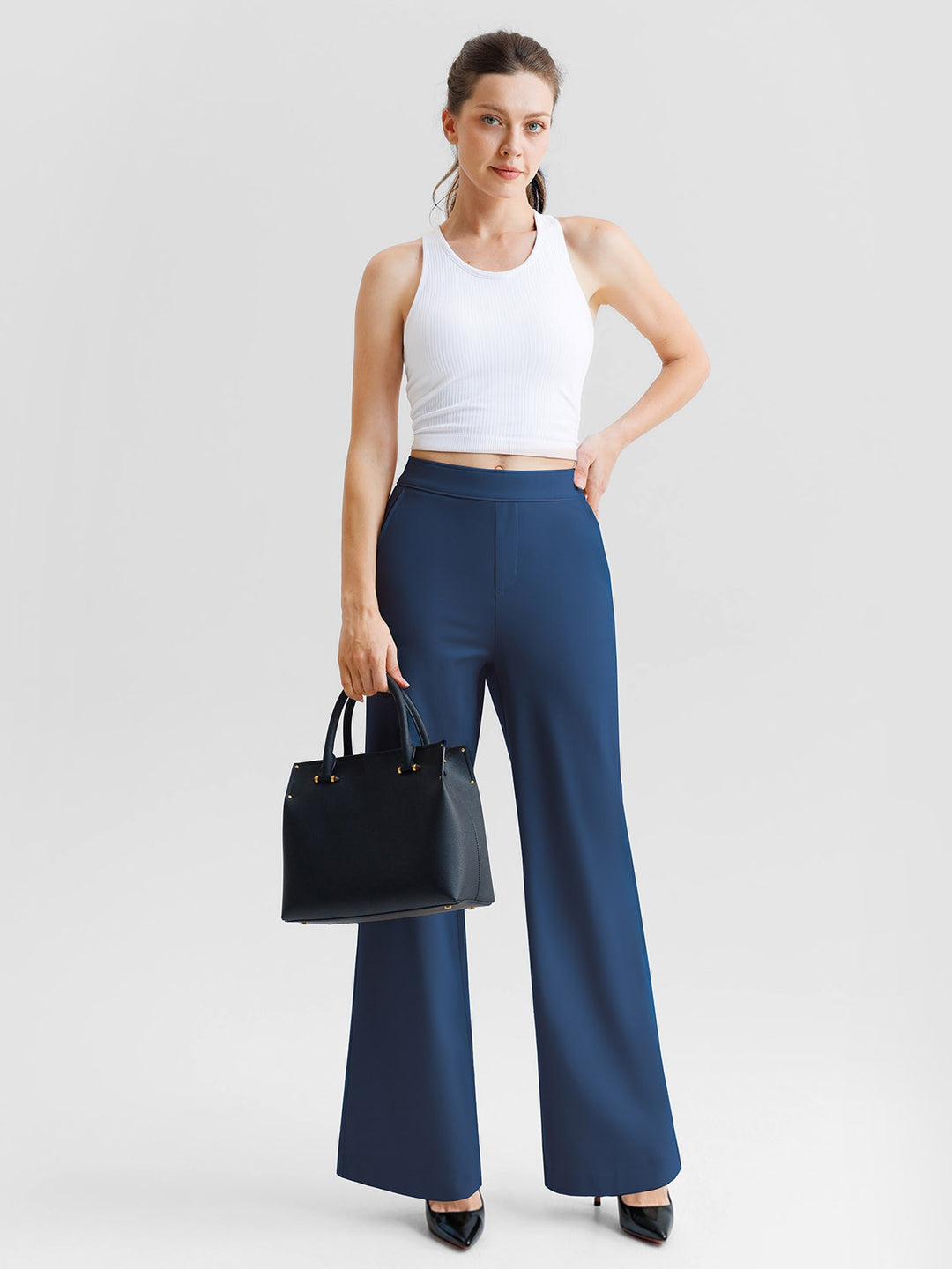 Shapewear Executive High Waisted Ponte Wide-Leg Pants with Pockets