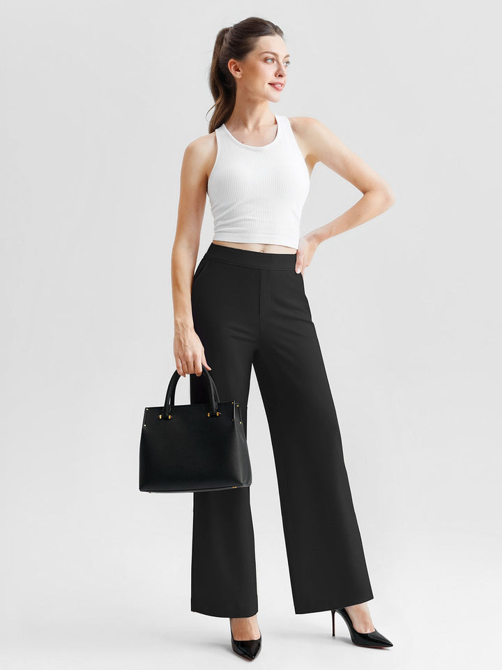 Shapewear Executive High Waisted Ponte Wide-Leg Pants with Pockets
