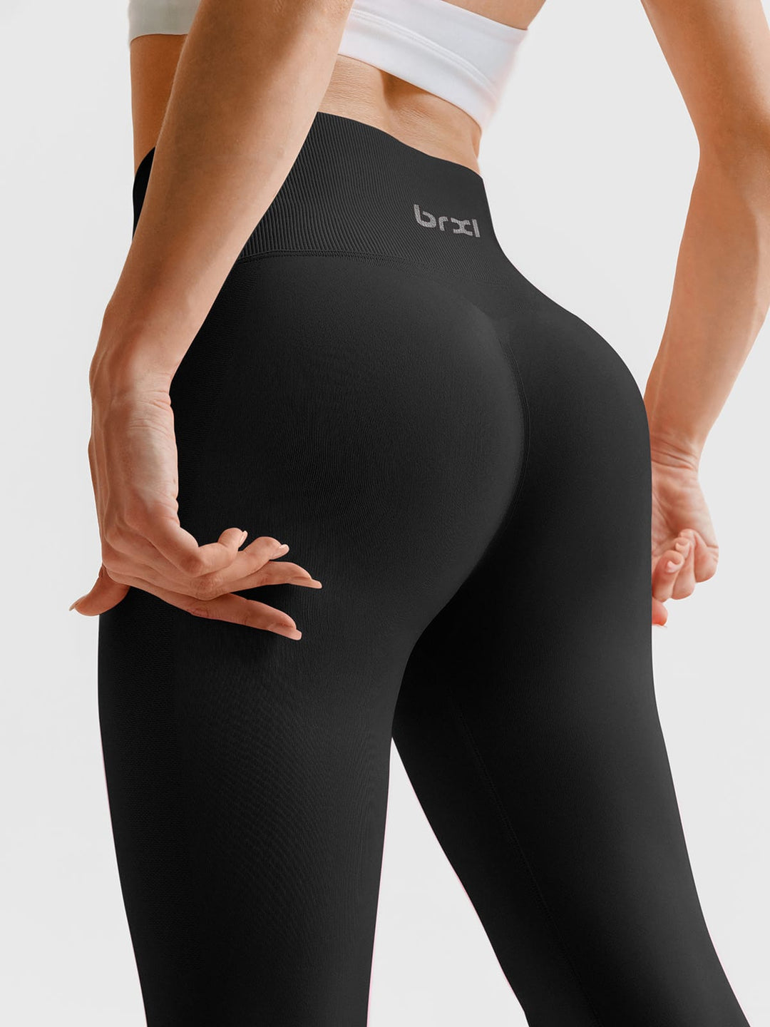 B R X L™ Seamless Cross Waist Tummy Control Leggings