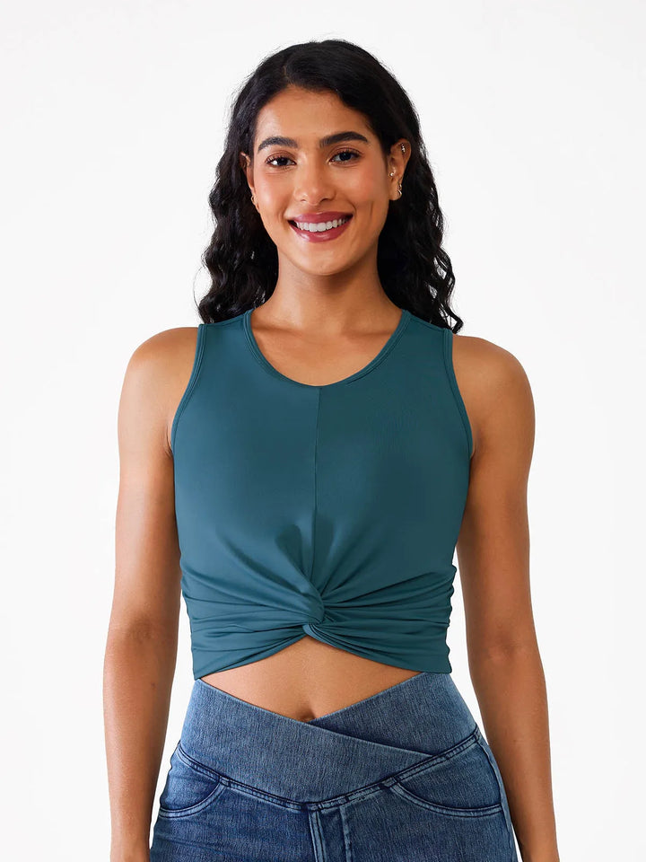 Loose Sleeveless Tank Tops with Twist‑Front