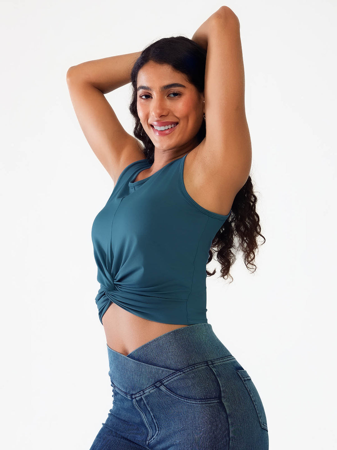 Loose Sleeveless Tank Tops with Twist‑Front