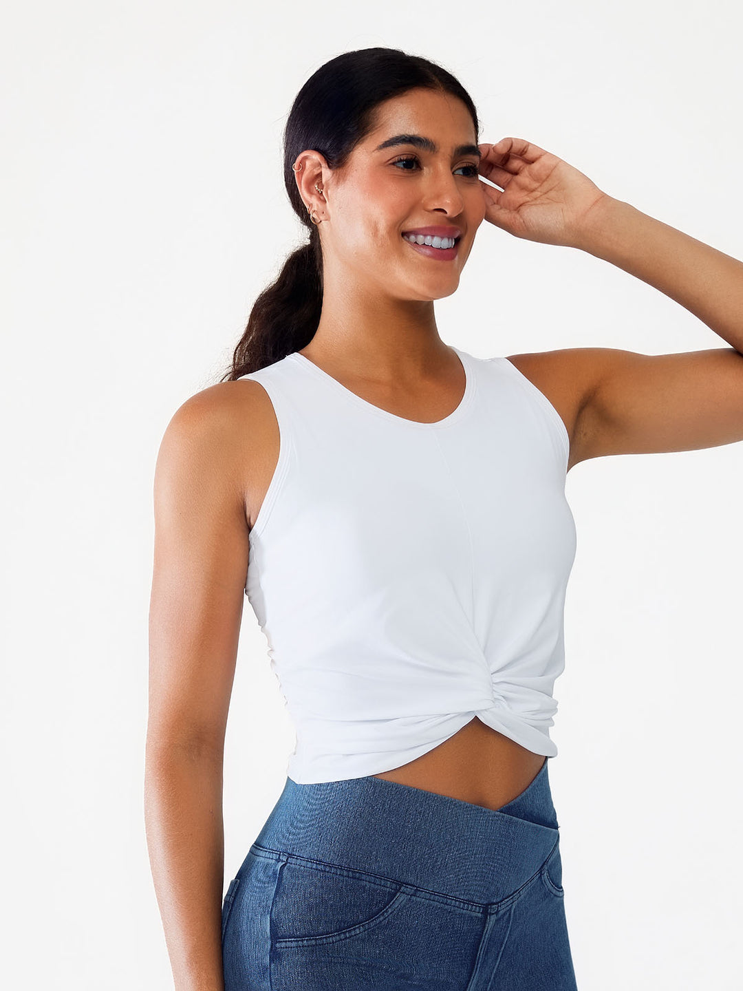 Loose Sleeveless Tank Tops with Twist‑Front
