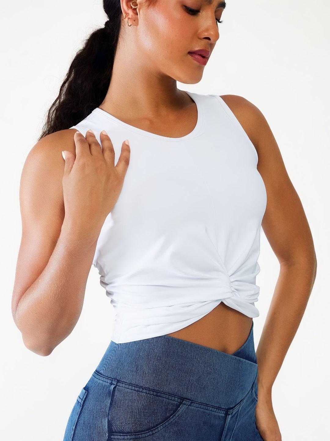 Loose Sleeveless Tank Tops with Twist‑Front