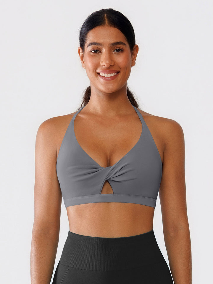 Twist-Front Cutout Bra