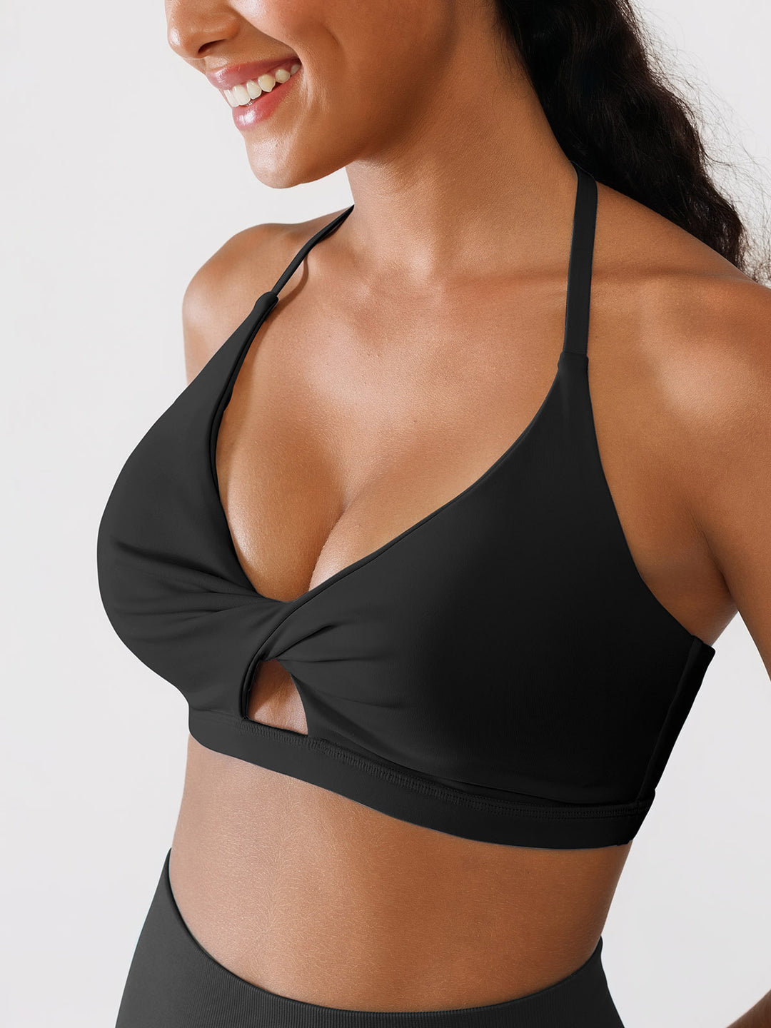 Twist-Front Cutout Bra