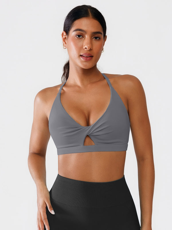 Twist-Front Cutout Bra