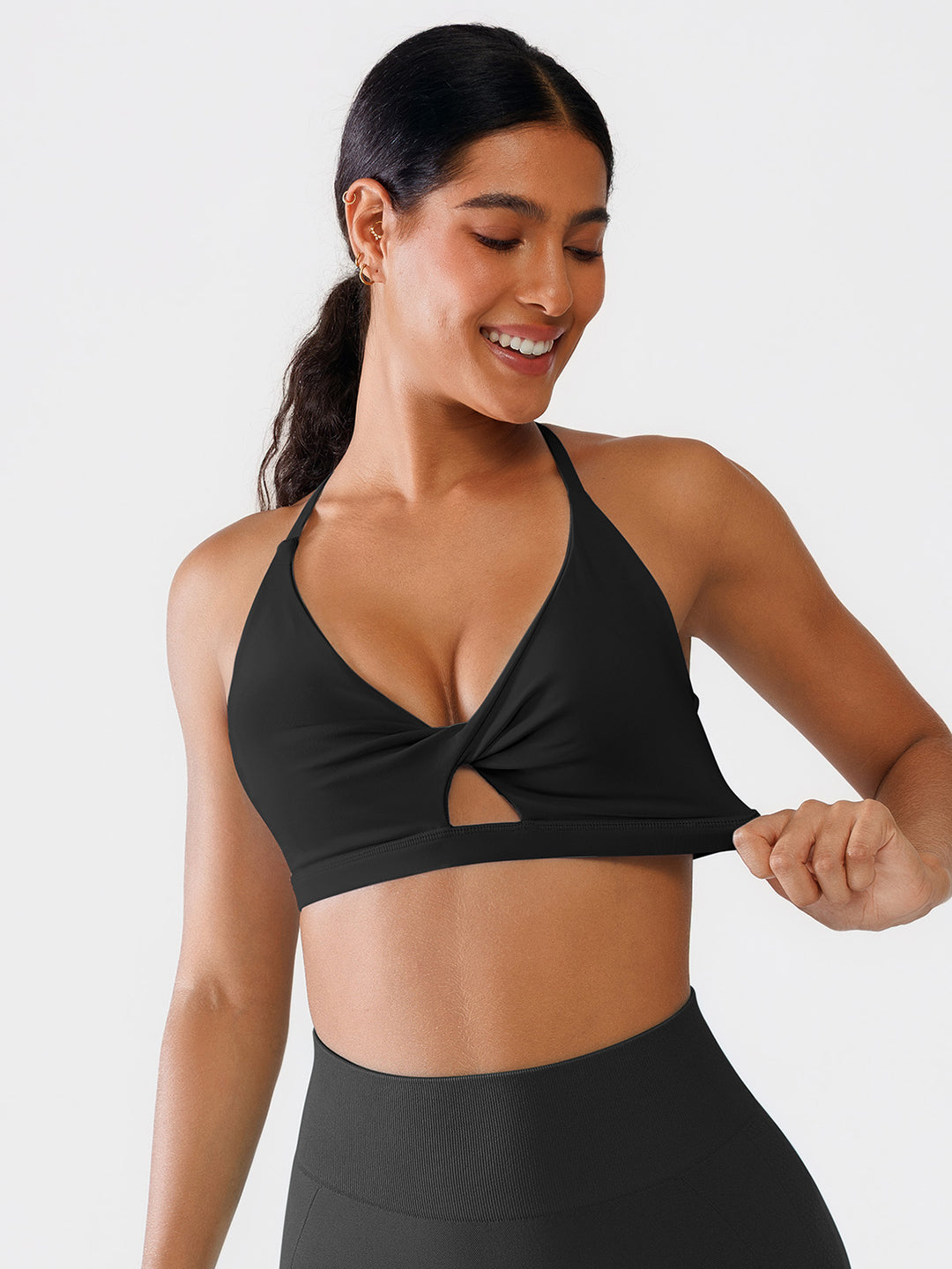 Twist-Front Cutout Bra