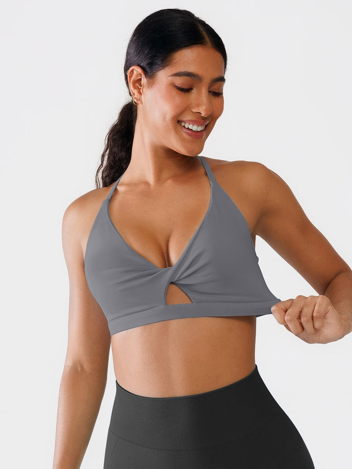 Twist-Front Cutout Bra