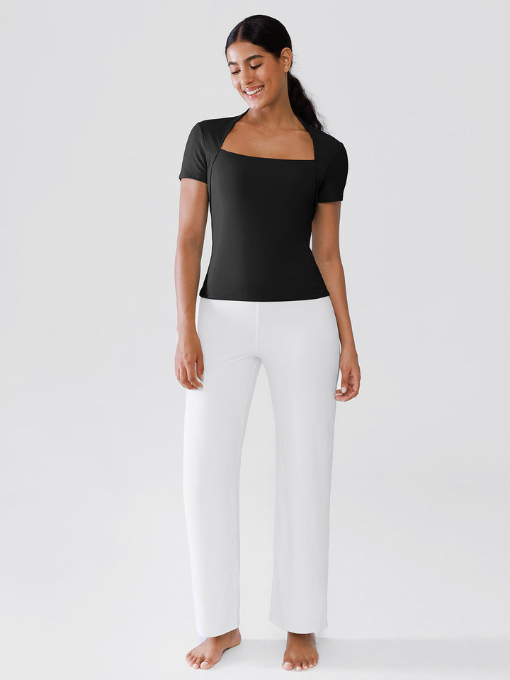 Short Sleeve Square Neck Shrug Crop Top