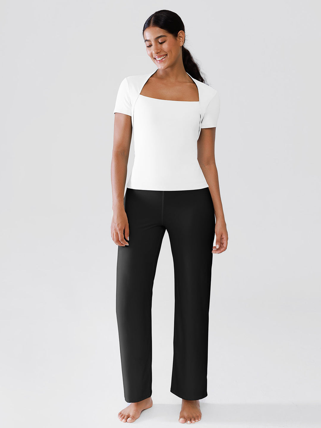 Short Sleeve Square Neck Shrug Crop Top