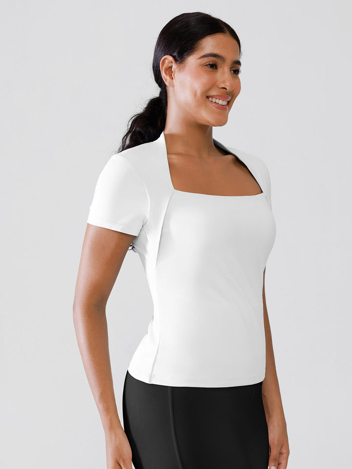 Short Sleeve Square Neck Shrug Crop Top