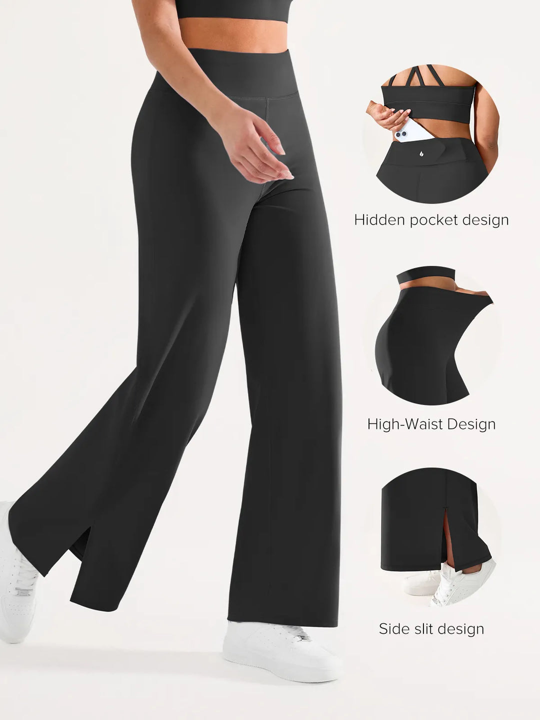 High Waisted Wide Leg Yoga Pants with Pockets