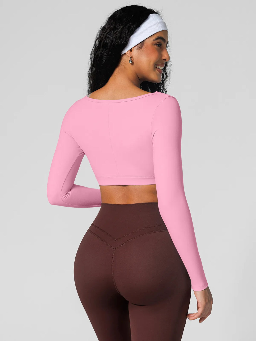 V Neck Long Sleeve Cropped Yoga Top