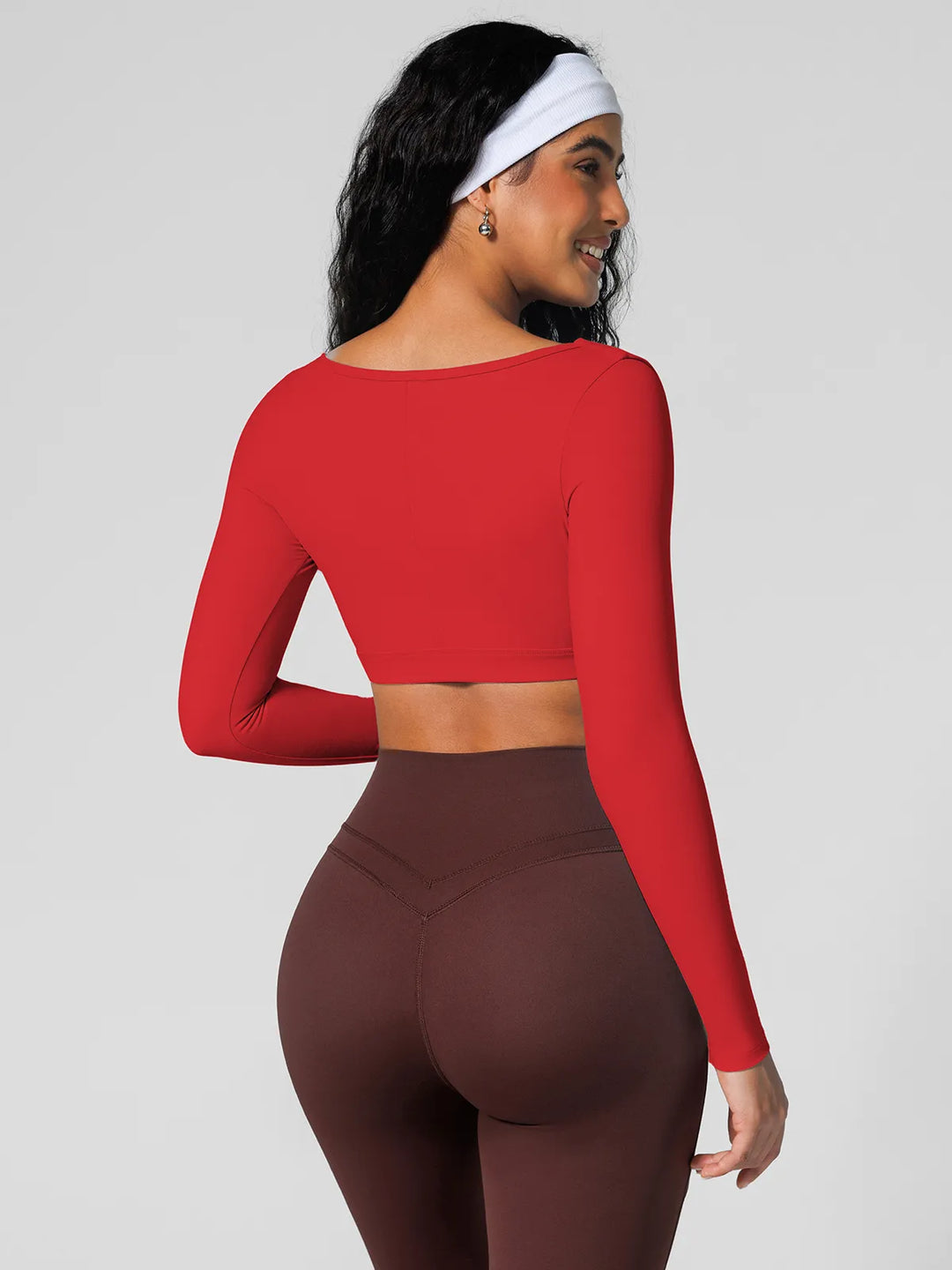 V Neck Long Sleeve Cropped Yoga Top