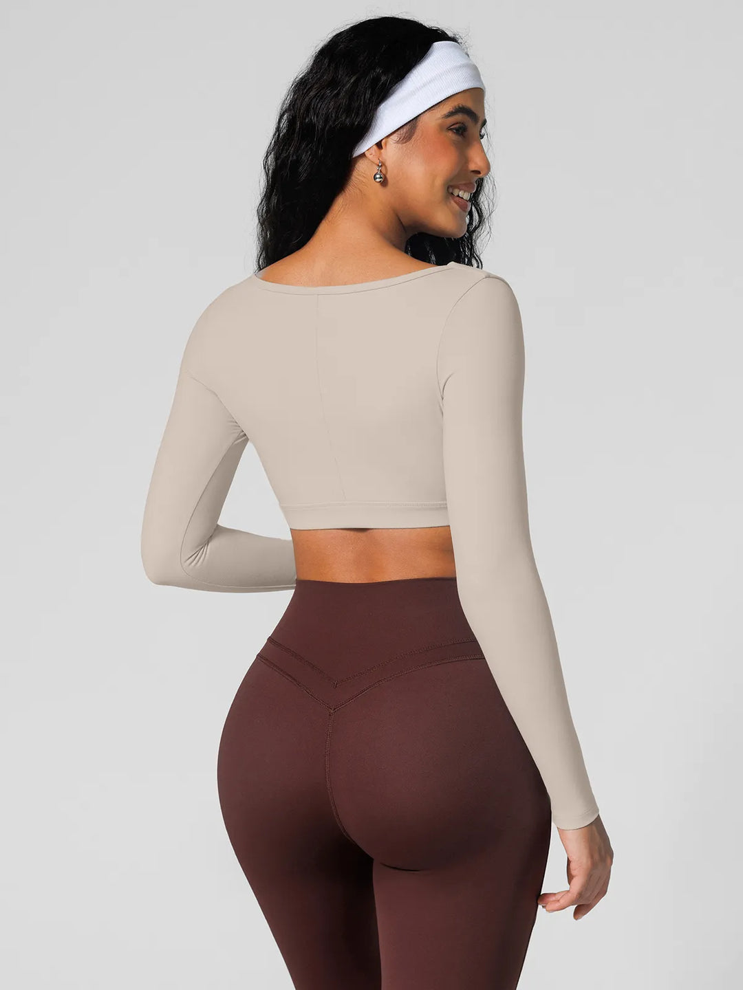 V Neck Long Sleeve Cropped Yoga Top