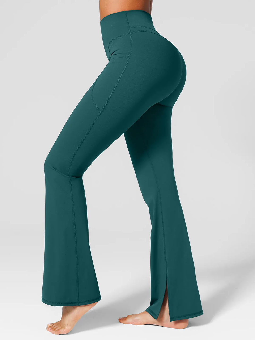 High Rise Flared Side Pockets Scrunch Leggings