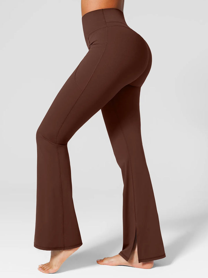 High Rise Flared Side Pockets Scrunch Leggings