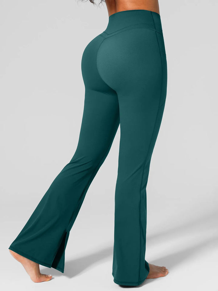 High Rise Flared Side Pockets Scrunch Leggings