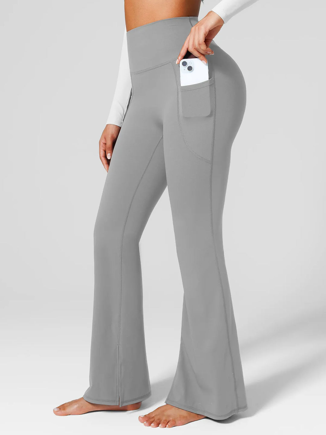High Rise Flared Side Pockets Scrunch Leggings