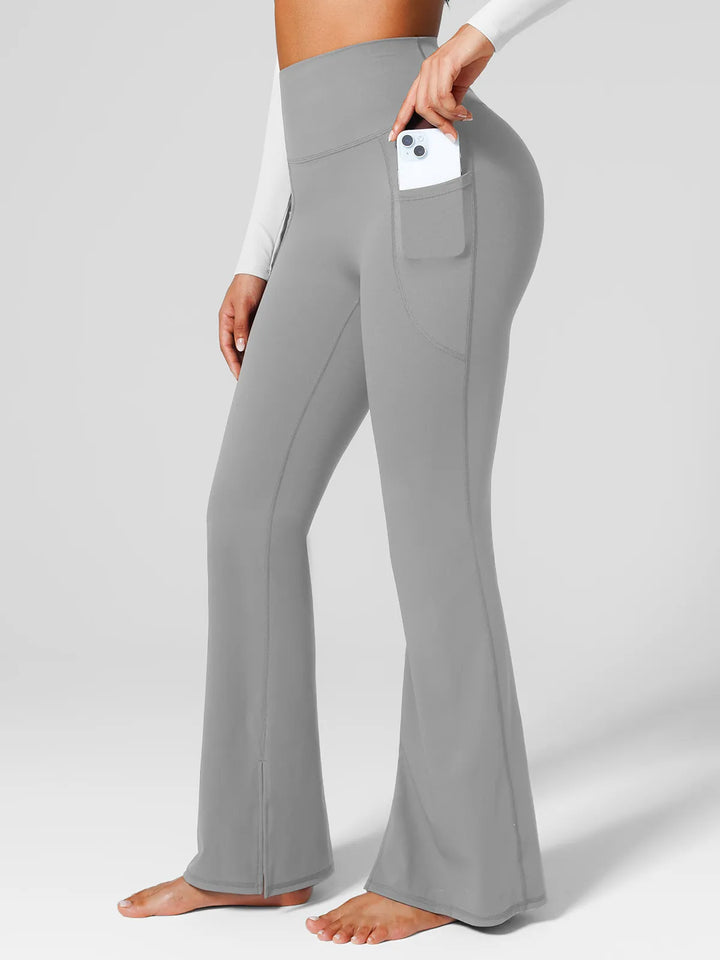 High Rise Flared Side Pockets Scrunch Leggings