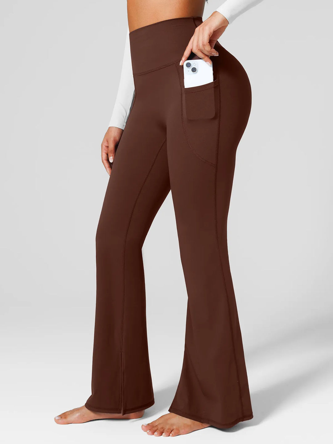 High Rise Flared Side Pockets Scrunch Leggings