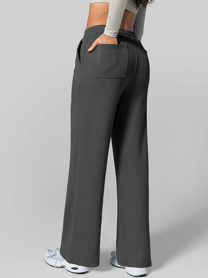 Athleisure Drawstring Waist  Wide Leg Sweatpants
