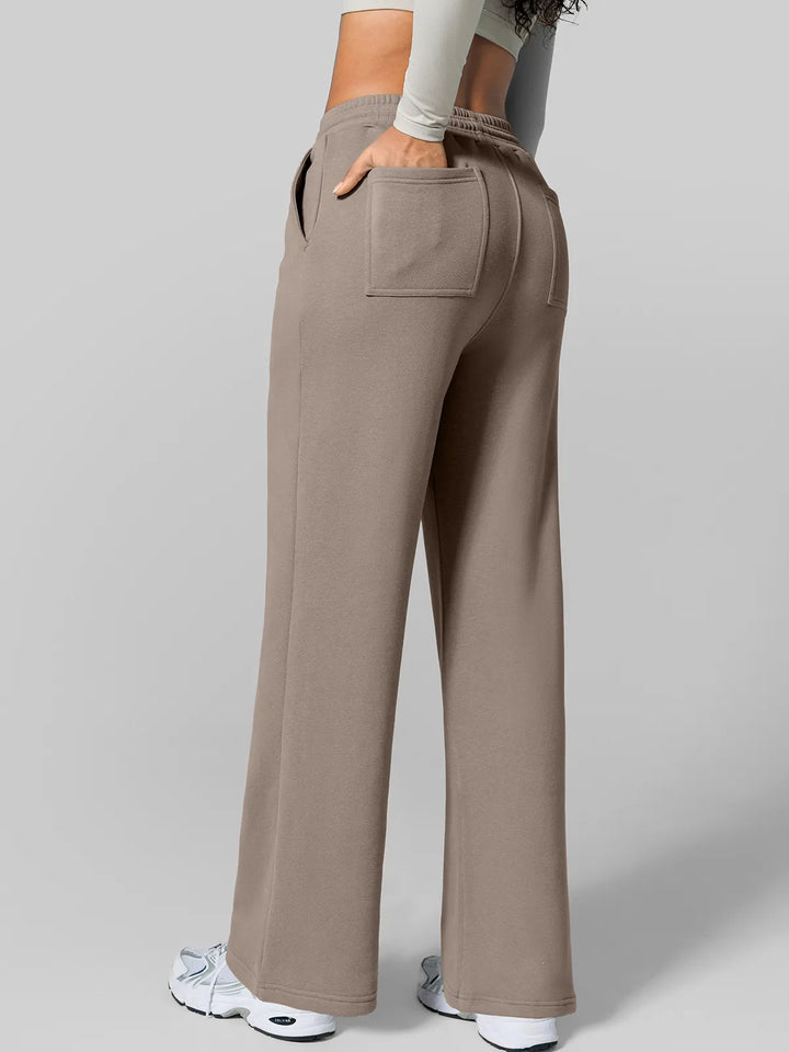 Athleisure Drawstring Waist  Wide Leg Sweatpants