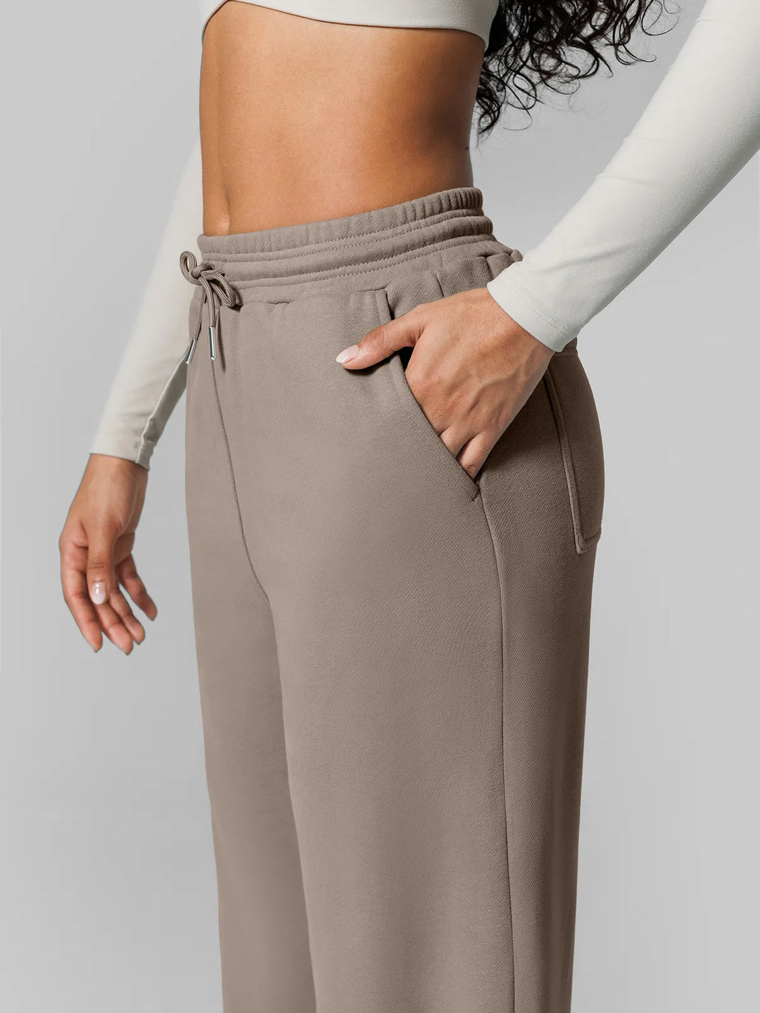 Athleisure Drawstring Waist  Wide Leg Sweatpants